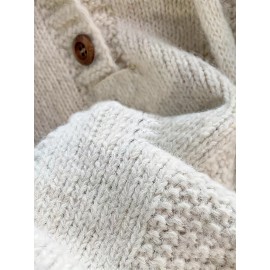 Beige Women's Oversized Soft Sweater Coat - Long Sleeve Hooded Sweater Jacket with Adjustable Hood & Front Pocket, Minimalist Winter Coat, Machine Washable Casual to Formal Outerwear for Women, All-Season Layering Piece, Cropped Sweaters for Women, Casual Long Sleeve Sweater, Sweaters, Colourfull Loose Sweater for Women, Sweater Tops for Women
