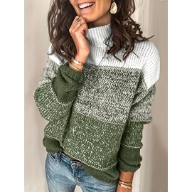 Striped Women's Pullover Sweater Winter Knitwear Long Sleeve Warm Top Basic Elegant Casual Oversized Loose Fit Long Cardigan Seasonal Hot Item