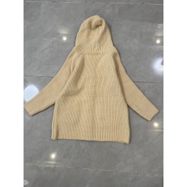 Women's Beige Cardigan Sweater - Longline Open Front Coat-like Jacket, Soft Chic Sweater for Fall/Winter, Elegant Everyday & Formal Outfits, Fall Winter Wear, Soft Texture