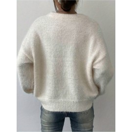 Women's Mink Velvet Pullover, Casual Simple Versatile Solid Color, Comfortable Warm Mink Velvet Fabric 326g Light Beige-Friendly, Perfect Fit Women's Clothing, Halloween Christmas Party Outfit, New Autumn-Winter