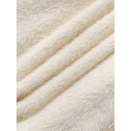 Women's Thick & Soft Sweater with Bow Buttons - Winter Warm Round Neck Long Sleeve Cozy Sweater, Beige & White Cable- Design, All-Season Casual Elegant Pullover for Fall and Winter Layering, Hand Wash or Dry Clean, Solid Color with Bow Detail, Medium Stretch, Relaxed Fit, Fleece Lining for Extra Warmth, Chic and Comfortable for Casual Attire, Cozy Sweaters For Women, Casual Long Sleeve Sweater, Oversized Knit Sweater, Colourfull Loose Sweater For Women,