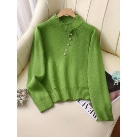Women's Thick & Soft Sweater with Bow Buttons - Winter Warm Round Neck Long Sleeve Cozy Sweater, Beige & White Cable- Design, All-Season Casual Elegant Pullover for Fall and Winter Layering, Hand Wash or Dry Clean, Solid Color with Bow Detail, Medium Stretch, Relaxed Fit, Fleece Lining for Extra Warmth, Chic and Comfortable for Casual Attire, Cozy Sweaters For Women, Casual Long Sleeve Sweater, Oversized Knit Sweater, Colourfull Loose Sweater For Women,