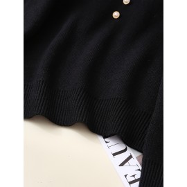 Women's Thick & Soft Sweater with Bow Buttons - Winter Warm Round Neck Long Sleeve Cozy Sweater, Beige & White Cable- Design, All-Season Casual Elegant Pullover for Fall and Winter Layering, Hand Wash or Dry Clean, Solid Color with Bow Detail, Medium Stretch, Relaxed Fit, Fleece Lining for Extra Warmth, Chic and Comfortable for Casual Attire, Cozy Sweaters For Women, Casual Long Sleeve Sweater, Oversized Knit Sweater, Colourfull Loose Sweater For Women,