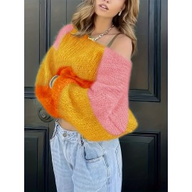 Women'S Elegant French-Inspired V-Neck Long Sleeve Cardigan - Gradient Green to Yellow, Open Front Design, Lightweight & Breathable for Spring/Fall, Perfect for Casual or Stylish Outfits, Spring Outerwear, Relaxed Fit, Soft Texture, Women Jumper And Sweater, Jumper Women Winter, Fall-autumn Clothe For Women, Pink Jumper, White Pink Fabric Strip, Off-shoulder Long Sleeve, Asymmetric Mustard Sweater, Winter For Women Outfit
