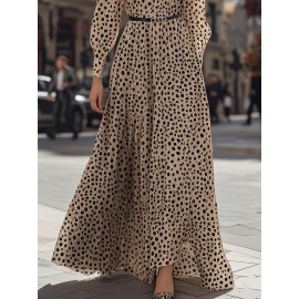[Elegant Maxi Dress] Women's Elegant Maxi Dress - Beige & Brown, V-Neck Long Formal & Casual Dresses for Everyday, Parties, Business - All-Season Chic Outfit with Elegant Flowy Silhouette - Women's Clothing, Long Maxi Dress, Versatile Fashion, Sophisticated Style, Quality Craftsmanship, Party Attire, Stylish Clothing, Durable Material, Fashion Lovers, Women's Dress, Dress For Women/on