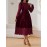 [Elegant Burgundy Dress] Elegant Burgundy Women's Dress | Long Lampshade Sleeves, Flared Hem, Belted Waist | A-Line Party, Office, Wedding Attire HRYY347