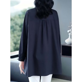 Plus Size - Plus Size, Long Sleeve High-End Shirt for Women, Plus Size Women'S Casual Loose Fit Blouse, Long Sleeve Blouses for Women Plus Size, Plus Size Blouses, Blouses for Women Plus Size, Long Sleeve Blouses for Women, Spring Fashion, Office Wear, Elegant Blouse, Classic Design, Durable Construction, Premium Material, Buttonup Top, Stylish Blouse, Fashion Lovers, Professional Women
