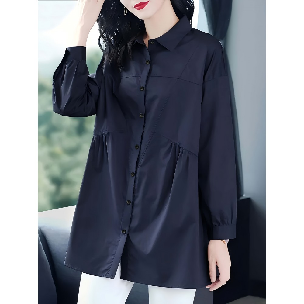 Plus Size - Plus Size, Long Sleeve High-End Shirt for Women, Plus Size Women'S Casual Loose Fit Blouse, Long Sleeve Blouses for Women Plus Size, Plus Size Blouses, Blouses for Women Plus Size, Long Sleeve Blouses for Women, Spring Fashion, Office Wear, Elegant Blouse, Classic Design, Durable Construction, Premium Material, Buttonup Top, Stylish Blouse, Fashion Lovers, Professional Women