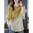 [Plus Size Women's Stylish] Plus Size Women's Stylish Fashionable Round Neck Spliced Striped Shirt Top | Button Up Long Sleeves Evening Tops Blouses High Quality