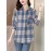 Plus Size - Women'S Plus Size Oversized Plaid Flannel Shirt - Elegant Long Sleeve Button-Up with Checkered Pattern, Non-Stretch Fabric, Classic Collar, Versatile Fall/Winter Casual Top, Autumn Winter Apparel | Elegant Casualwear | Nonstretch Material