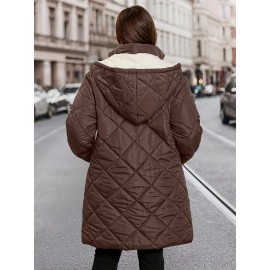 Plus Size, Plus Size Women's Heavy-Duty Winter Coat with Hood & Full-Zip Closure - Oversized Knee-Length Jacket, Elegant Cold-Weather Outerwear for Fall/Winter, Hand Washable (Black) - Warm Parka for Large Frame