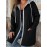 Plus Size - European And American Autumn And Winter Fashion Elegant Faux Two-Piece Cardigan with Pockets And Drawstring Hood, Long Plus-Size Women'S Coat.