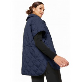 Plus Size, Women's High Quality Zip-Up Quilted Vest with High Stand Collar & Gatherable Waist - Wide-Cut Winter Coat, Full-Zip Front Closure, Machine Washable Outerwear for Casual & Formal Outfits (Solid Color, Green/Black/Navy/White) - Versatile Layering Piece, Relaxed Fit with Split Hem Design, High Quality Material for Wet Weather, Stylish and Functional Outerwear, Plus Size Fall Clothes