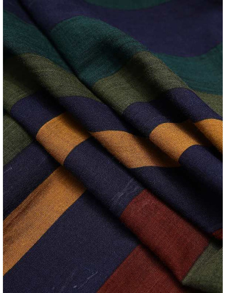 Robes - Mens Vintage Multi-Color Striped Print Button Up Home Casual Long Sleeve Robes With Pockets