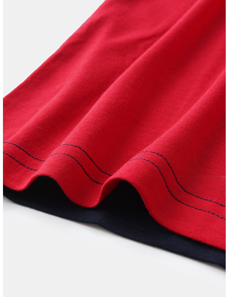 Golf Shirts - Mens Color Block Patchwork Casual Short Sleeve Golf Shirt