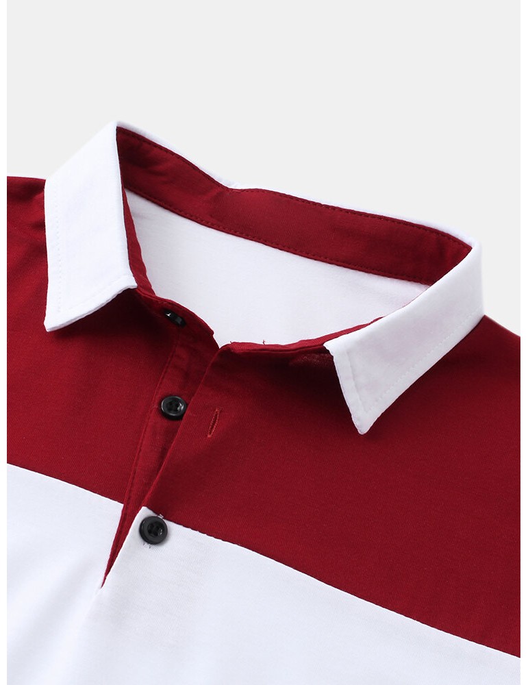 Golf Shirts - Mens Color Block Short Sleeve Casual Sport Golf Shirts