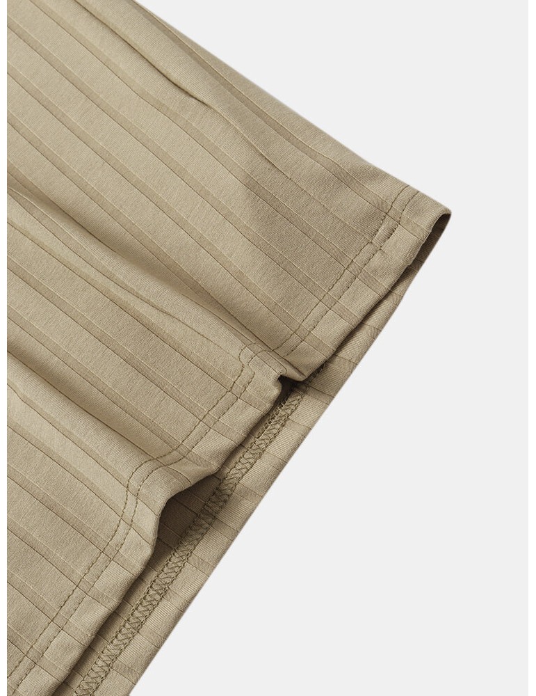 Golf Shirts - Mens Ribbed Texture Solid Color Short Sleeve Casual Golf Shirt