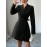 Elegant Lapel Long Sleeve Dress with Bow Tie and Pleats | Mid-Length, Solid Color, Fitted, Perfect for Spring/Fall, Commute and Party Essentials