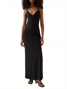 1pc Elegant Solid Color Slingback Evening Gown for Women - Off the Shoulder V-Neck Sleeveless Fitted Spaghetti Strap Long Dress - Woven Fabric for Spring/Summer/Fall